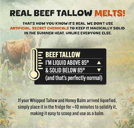 Whipped Beef Tallow and Honey Moisturizer for Skin, Face, Lips, Body - Lavender Scent
